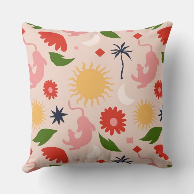 Celestial Jungle Throw Pillow (Back)