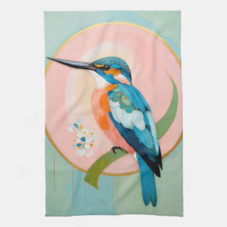 Celestial Kingfisher: A Study in Azure and Gold Kitchen Towel
