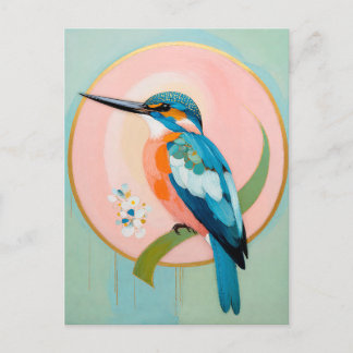Celestial Kingfisher: A Study in Azure and Gold Postcard