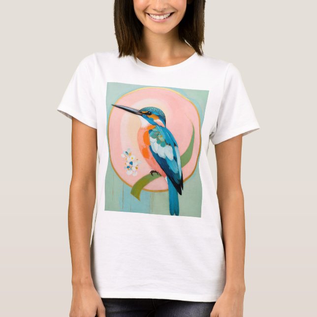 Celestial Kingfisher: A Study in Azure and Gold T-Shirt (Front)