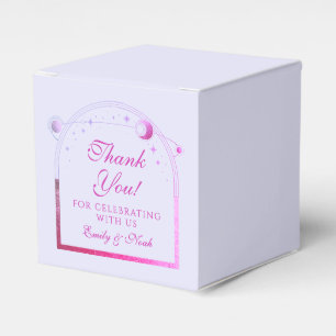 Celestial Lavender Pink Sun Moon Stars Wedding Favor Box