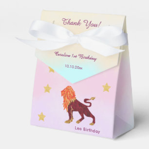 Celestial Leo Watercolor 1st Birthday Favor Box
