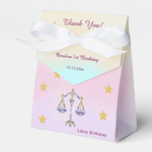 Celestial Libra Watercolor 1st Birthday Favor Box