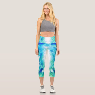 Celestial Light Burst Abstract Art Print Capri Leggings