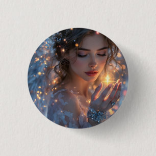 Celestial Lightbearer – Angel Holding the Star of  1 Inch Round Button