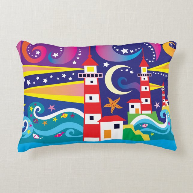 Celestial Lighthouses Accent Pillow (Front)