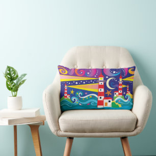 Celestial Lighthouses Lumbar Pillow