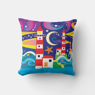 Celestial Lighthouses Throw Pillow