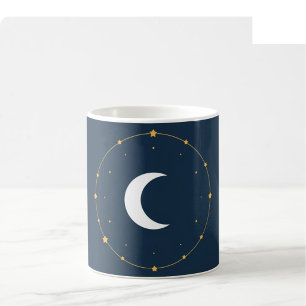 Celestial Line Art Mug - Indigo & Gold (Full Wrap)
