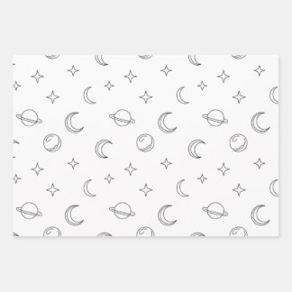 Celestial Line Art Wrapping Paper Sheet