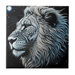 Celestial Lion Night Sky Ai Art Tile