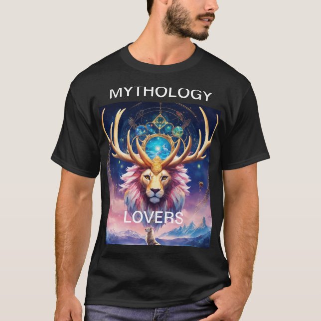 Celestial Lion Stag: Mythic Fusion T-Shirt (Front)