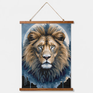 Celestial Lion Watercolor | Moonlit Lion Spirit A Hanging Tapestry