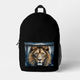 Celestial Lion Watercolor Moonlit Lion Spirit A Printed Backpack
