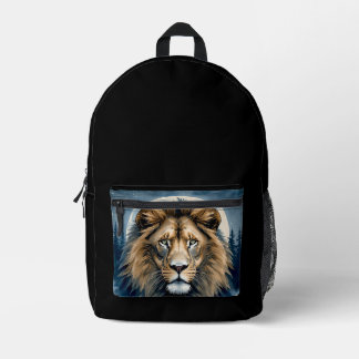 Celestial Lion Watercolor | Moonlit Lion Spirit A Printed Backpack