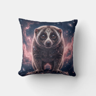 Celestial Loris Throw Pillow – Cosmic Nebula Art