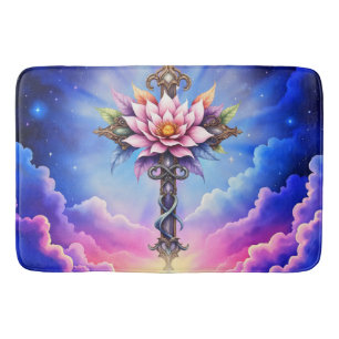 Celestial Lotus Cross Bath Mat