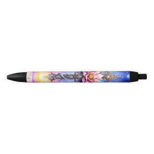 Celestial Lotus Cross Black Ink Pen