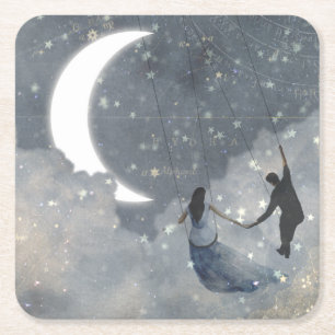 Celestial Love Square Paper Coaster