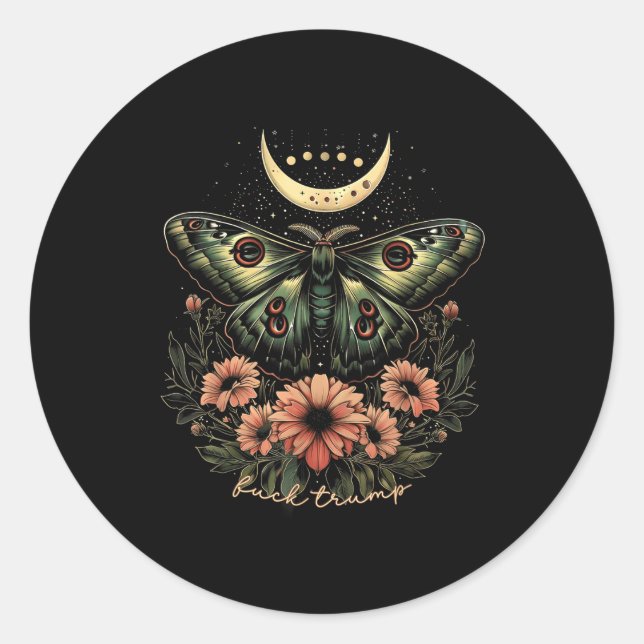 Celestial Luna Moth Subtle Anti Trump  Classic Round Sticker (Front)