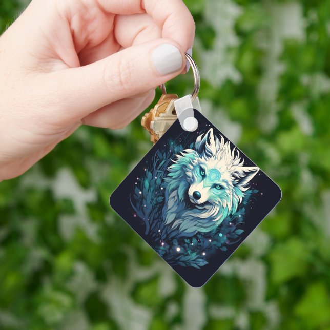 Celestial Lunar Wild Wolf Keychain (Hand)