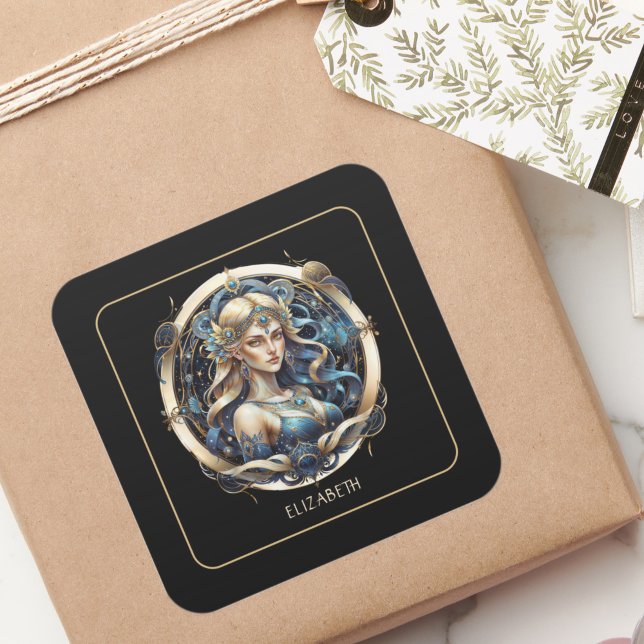 Celestial Maiden Modern Script Zodiac Symbol Virgo Square Sticker (Creator Uploaded)