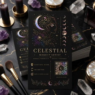 Celestial Makeup Artist Luxury Mystic QR Beauty Business Card