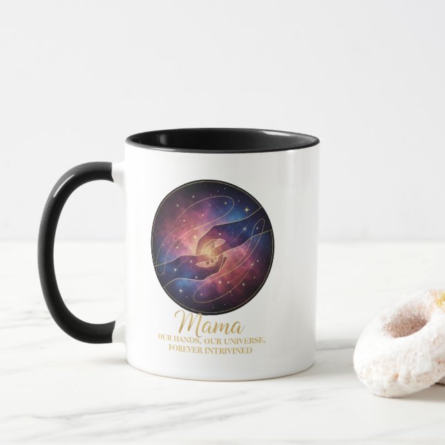 Celestial Mama Hands Galaxy Universe Mug (With Donut)