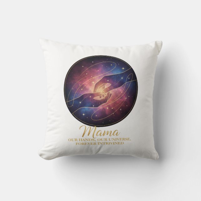 Celestial Mama Hands Galaxy Universe Throw Pillow (Front)