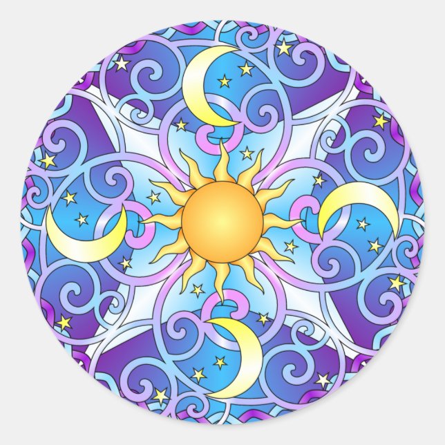 Celestial Mandala Classic Round Sticker (Front)