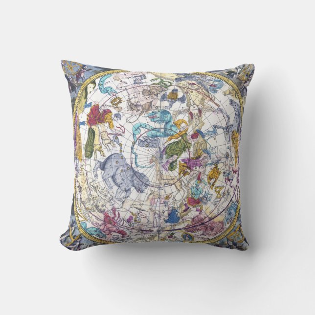 Celestial Map Hemisphaerium Coeli Boreale Throw Pillow (Front)