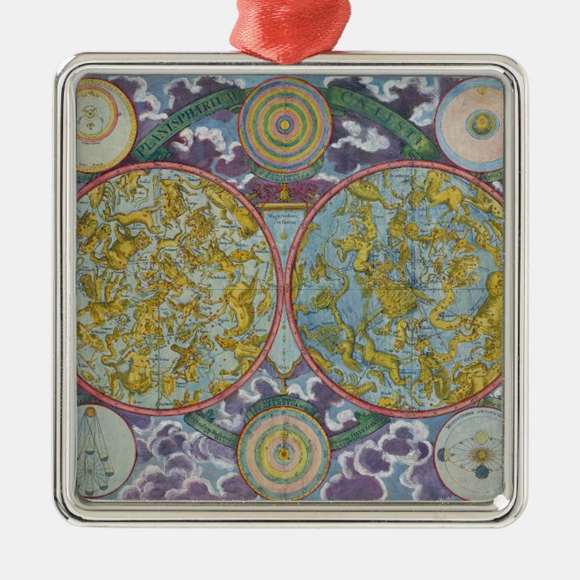 Celestial Map of the Planets Metal Ornament (Front)
