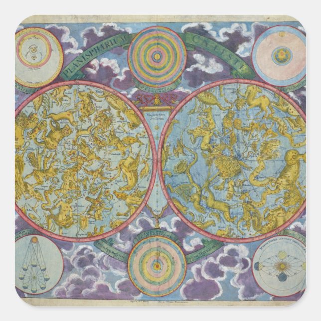 Celestial Map of the Planets Square Sticker (Front)