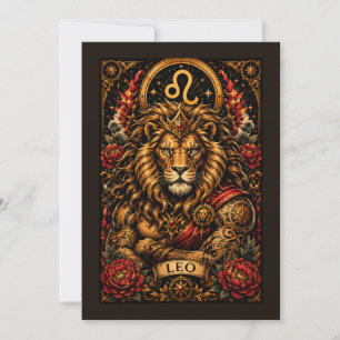 Celestial Masculine Zodiac Leo design Card