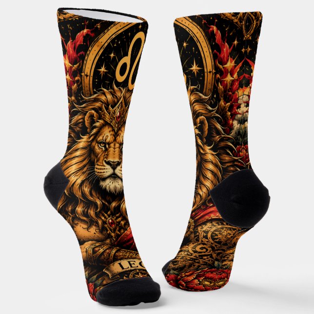  Celestial Masculine Zodiac Leo design Socks (Angled)