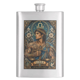 Celestial Masculine Zodiac Libra design Hip Flask