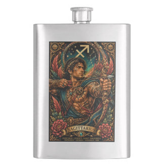 Celestial Masculine Zodiac Sagittarius design Hip Flask