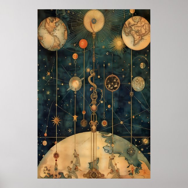 Celestial Mechanics Art Print Vintage Star Ma (Front)