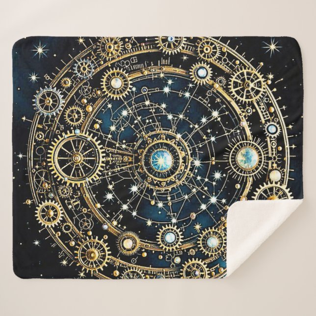 Celestial Mechanism Cosmic Art Sherpa Blanket (Front (Horizontal))