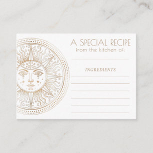 Celestial Medallion   Boho Zodiac Sun Face Recipe Enclosure Card