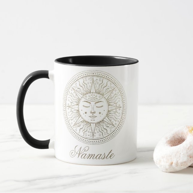 Celestial Medallion | Meditating Boho Sun Mandala Mug (With Donut)
