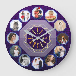 Celestial Memories – Geometric Family Collage Large Clock