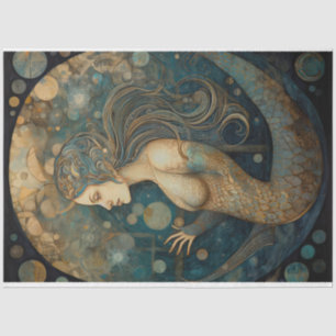 Celestial Mermaid Neutral Coastal Art Decoupage Tissue Paper