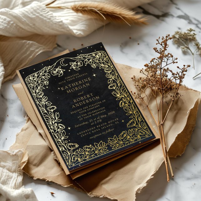 Celestial Midnight Black Stars Moon Wedding (Creator Uploaded)