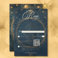 Celestial Midnight Blue Crescent Moon QR Code