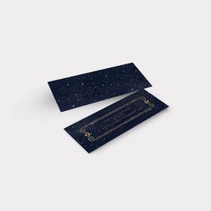 celestial midnight blue gold Wedding Website Card