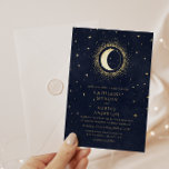 Celestial Midnight Blue Stars Moon Wedding<br><div class="desc">Our "Celestial Gold Wedding" collection features a beautiful crescent moon with gold stars in various designs on a velvet midnight blue background paired with elegant fonts. Easy to customize and you can choose among many more matching items from this collection in our store.</div>