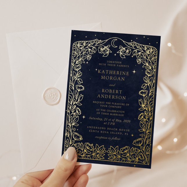 Celestial Midnight Blue Stars Moon Wedding (Creator Uploaded)