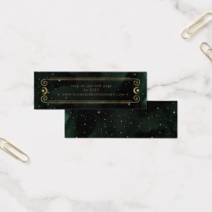 celestial midnight green gold Wedding Website Card