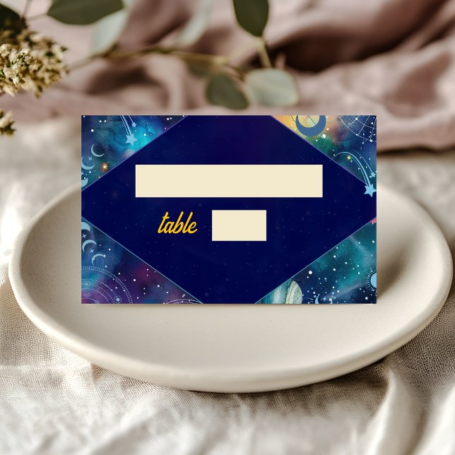 celestial midnight moon wedding place card (Creator Uploaded)